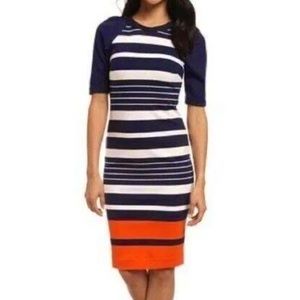 MICHAEL KORS stripe dress with orange 🍊 pop of color